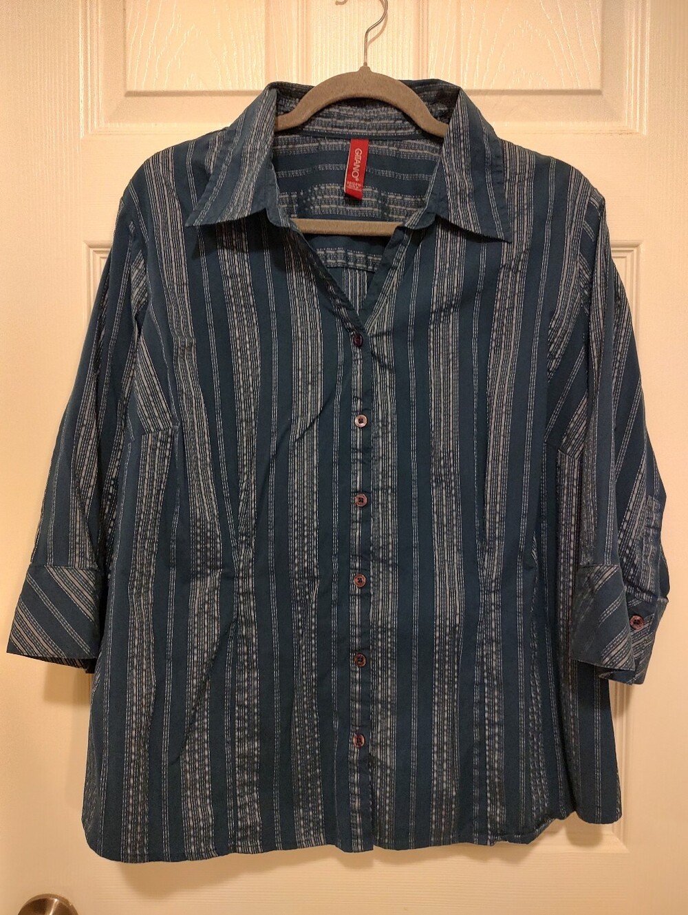 Gitano Casual Striped Button-Up Shirt - Blue